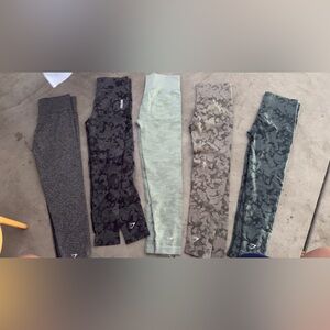 Gymshark Camo Leggings - Black, Light Green and Gray